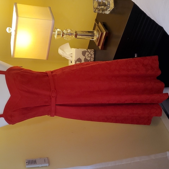 TOSHIKO DRESS, red sundress w/ bolero jacket, size 8, jacquard print, excellent - Picture 7 of 14